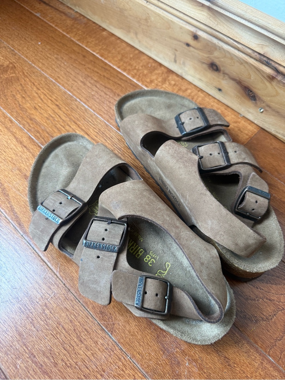 Birkenstock Men's Arizona Suede Sandals in Taupe Brown